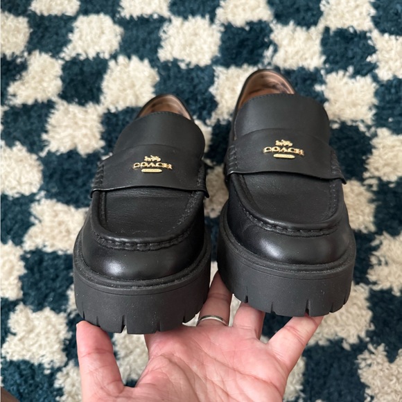 Coach Ruthie black leather chunky platform loafers - Picture 3 of 14